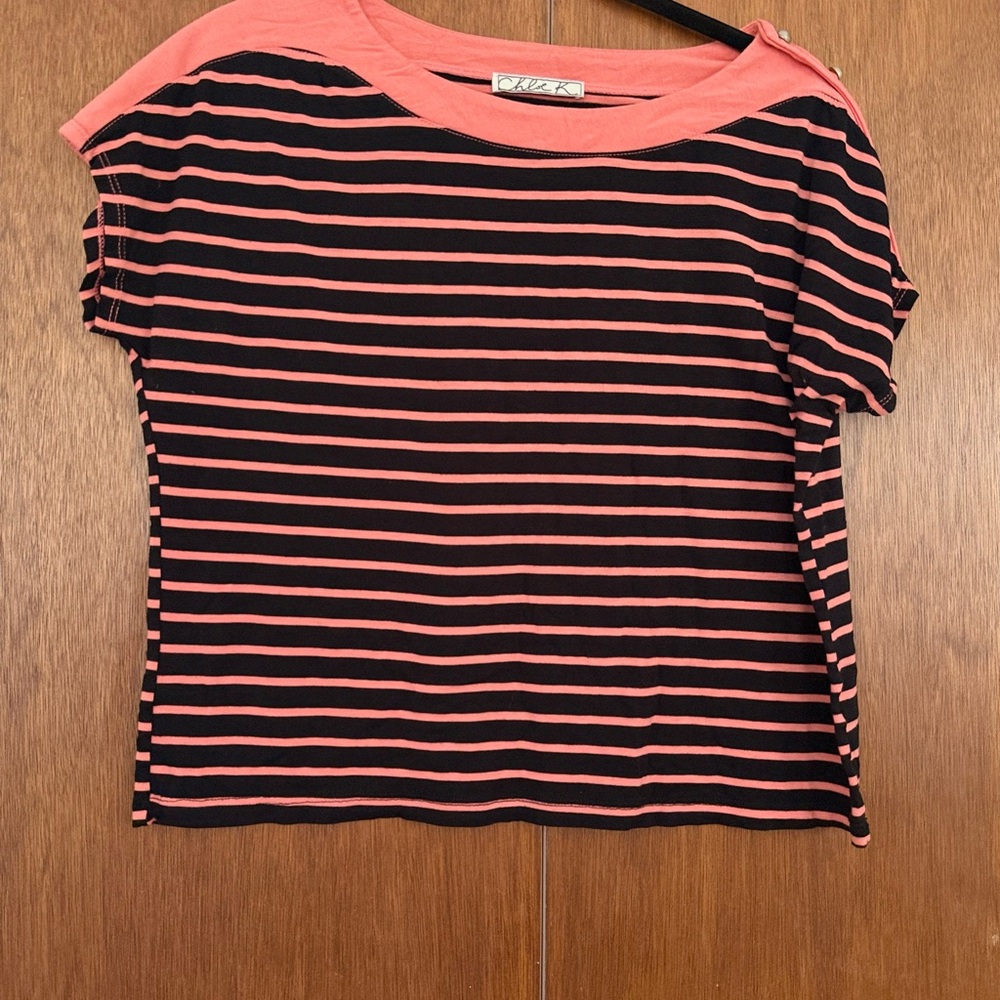 Black and Pink Striped T-Shirt